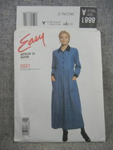 Dress Front Button Easy Stitch n Save Misses 8 10 12 14  McCalls 8881 UC FF - $8.00