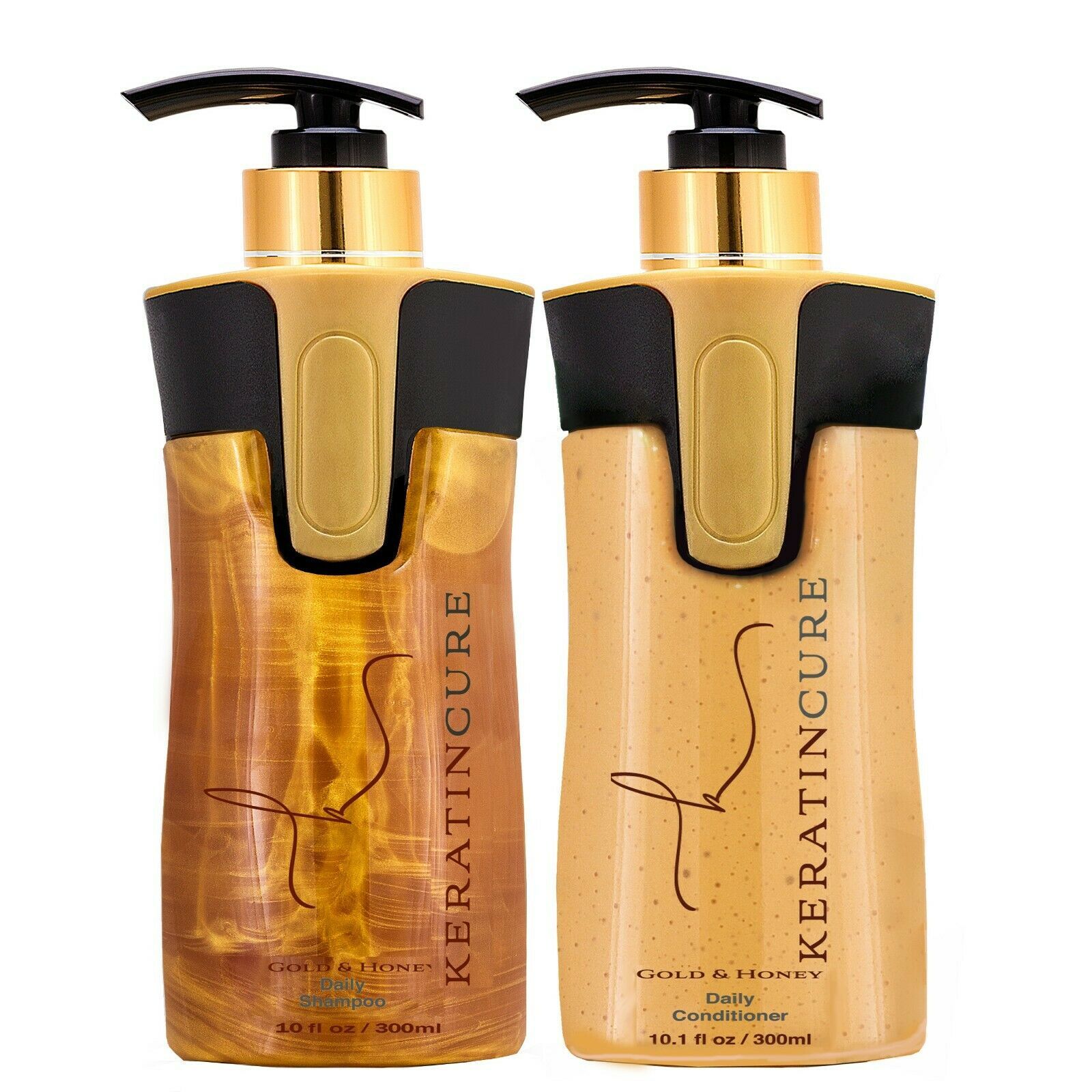 Keratin Cure DAILY -No Sulfate- Argan Shampoo Conditioner Gold & Honey 10 oz