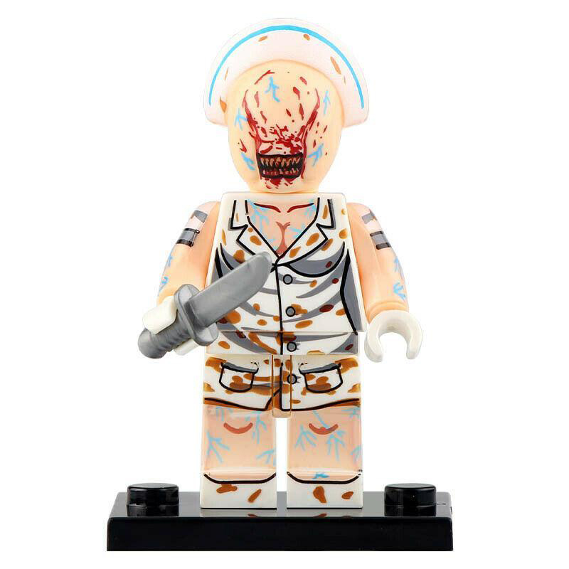 1pcs Horror Themed Bubble Head Nurse CUSTOM Minifigure Building Blocks Gift Toy