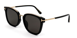 Tom Ford FT0804K 01D Shiny Black/Gold/Smoke Polarized Lens Unisex Sunglasses - $330.00