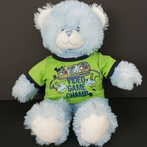 BAB Build A Bear 2010 Teddy Light Blue White Fuzzy Video Champ T-Shirt Size 17" - $18.80