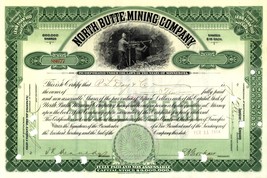 North Butte Mining Company Stock Certificate #C0001 - $14.99
