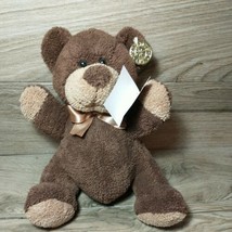 Dan Dee Plush Toy 13” Sitting Brown Teddy Bear Stuffed Animal Bow with Tags - $12.82