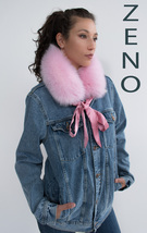 Arctic Fox Fur Scarf / Headband  24' (60cm) Saga Furs Pink Fur Detachable Ribbon image 2