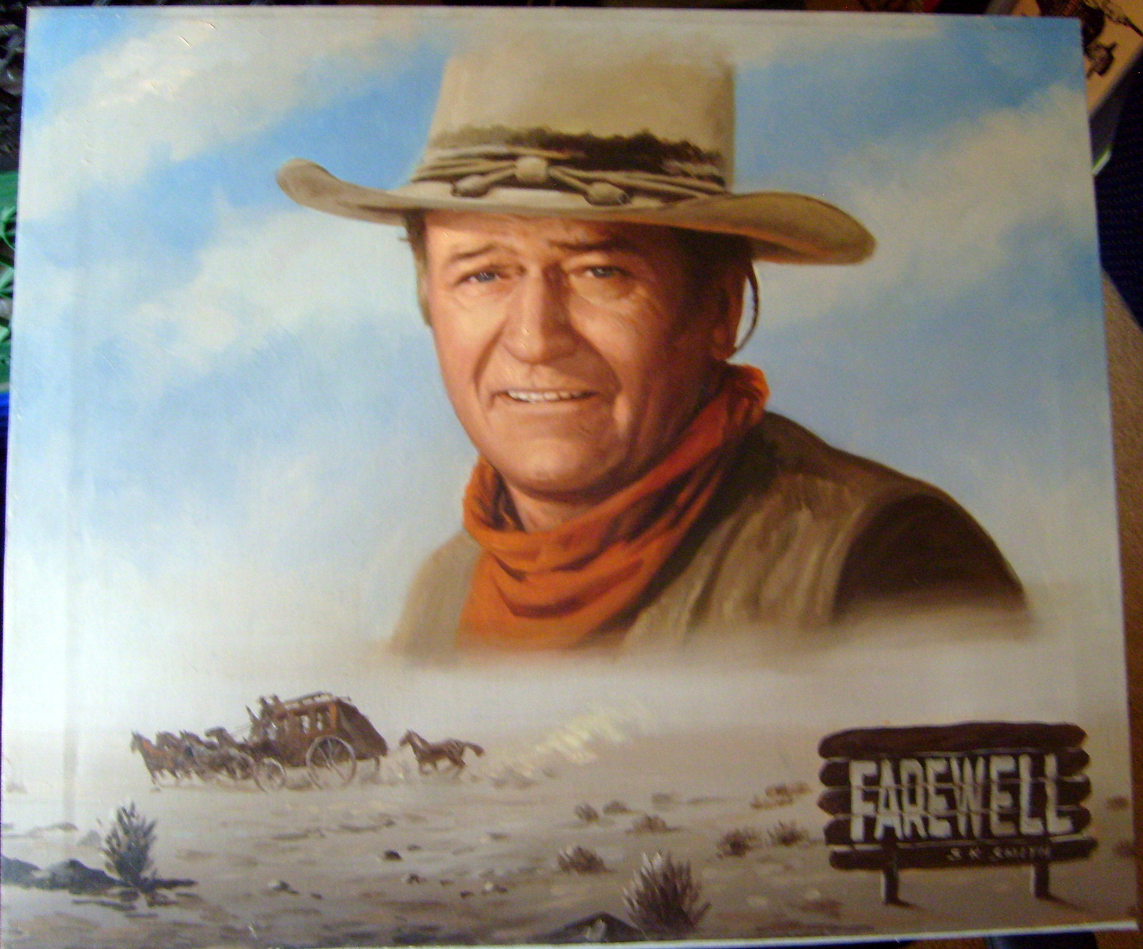 JOHN WAYNE (LARGE SIZE PAINTING) ORIG,1979 A HOMAGE TO JOHN WAYNE ...