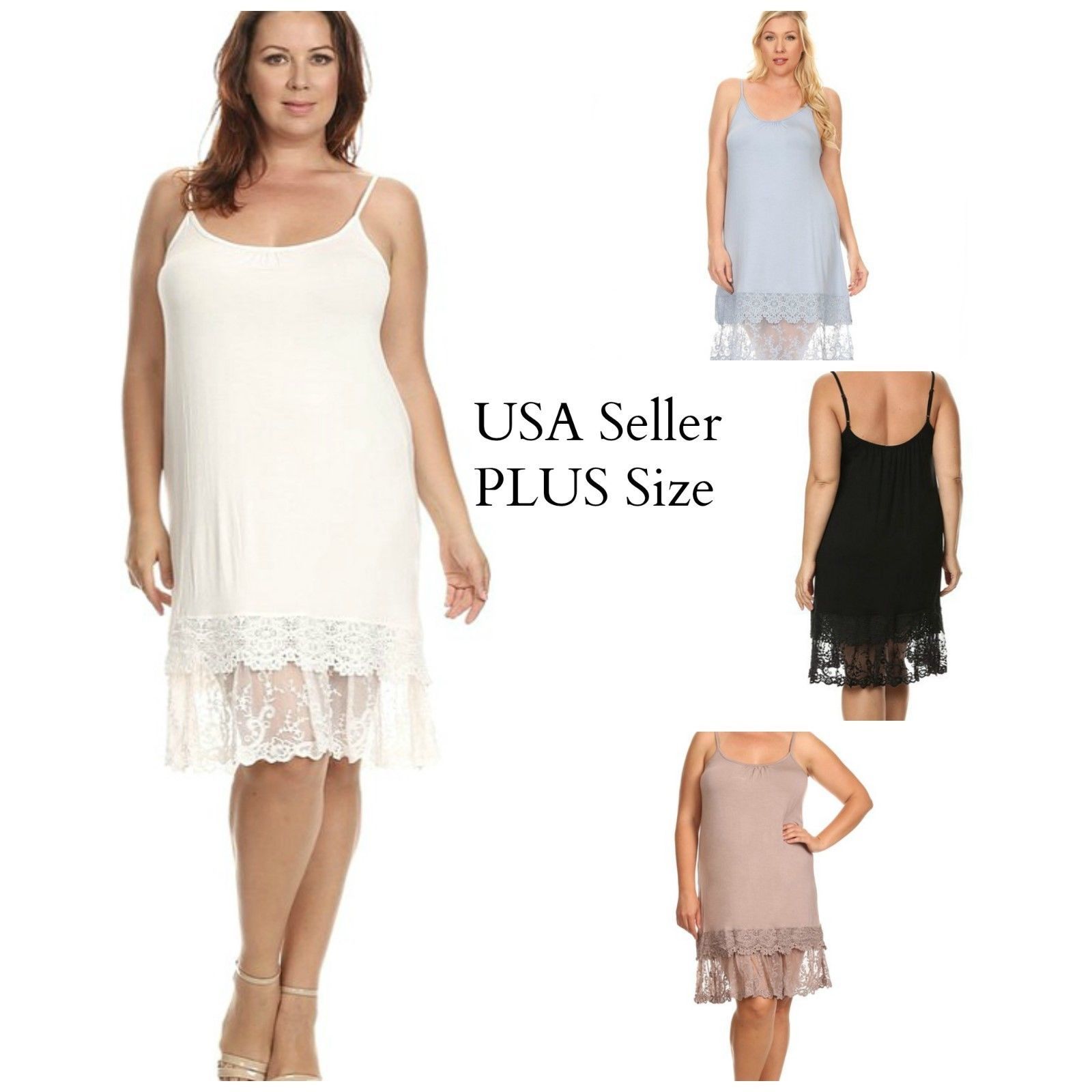 Lace Slip PLUS SIZE Extender Cami wear under Dress 3X 4X 2X 1X lengthen