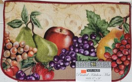 KITCHEN PRINTED NYLON RUG (nonskid back)(17&quot;x28&quot;) FRUITS ON BEIGE,D Shap... - $17.81
