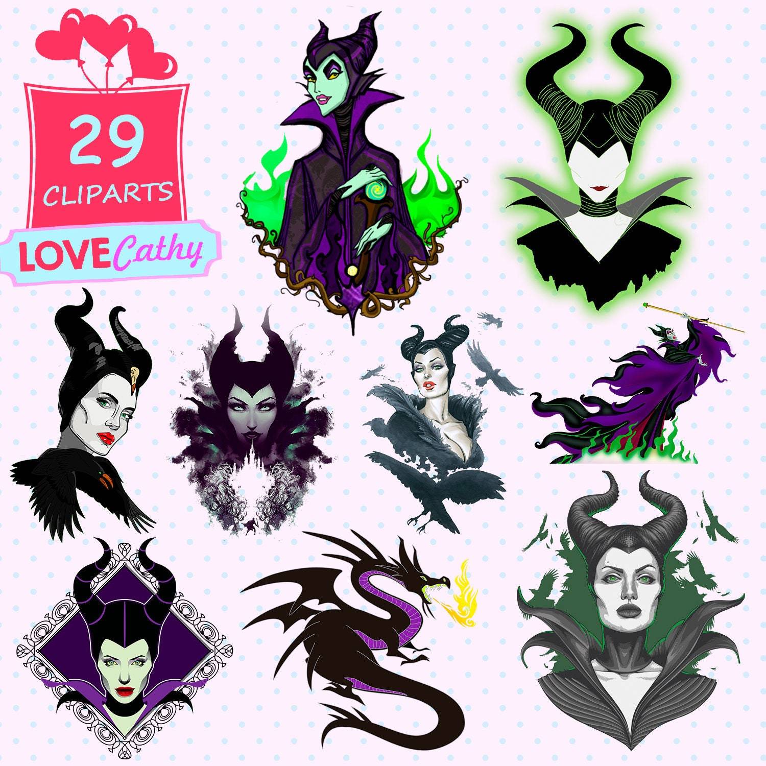 Maleficent, Maleficent Font Vector, Clipart Digital, PNG, Instant ...