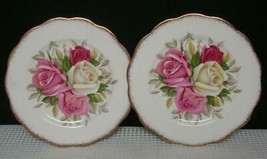 LADY SYLVIA 2 Bread &amp; Butter Side Plates by QUEEN ANNE England Large Ros... - $19.39