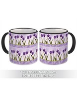 Tulip Sprig : Gift Mug Purple Floral Pattern Spring Rhombus Border Diy L... - $15.90