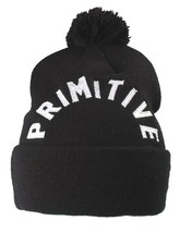 Primitive New Era Black White Embroidered Arc Pom Beanie Winter Skate Hat NWT