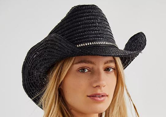 Fame Straw Cowboy Hat by Free People, Black, One Size