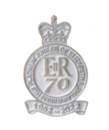 Queen Elizabeth II Platinum Jubilee 2022 White Pin Badge - $40.00