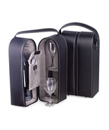 Bey-Berk Wine Caddy w/ Two Glasses, Stopper / Opener, Black Leather Case - $76.95