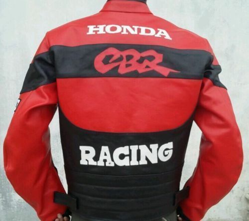 MEN HONDA CBR Red Black MOTORCYCLE Racing Handmade Leather JACKET NEW STYLE - Outerwear