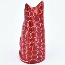 Vaneal Group Hand Carved Kisii Soapstone Red Sitting Kitty Cat Figure Made Kenya image 3