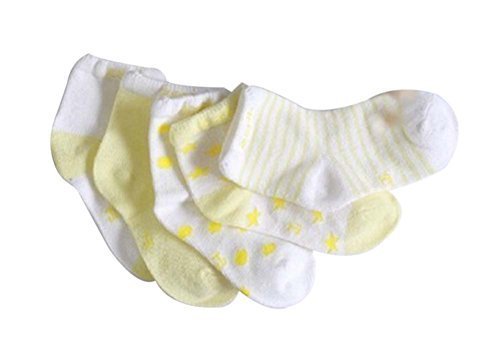 Five Pairs Summer Thin Cotton Comfortable Yellow Baby Socks