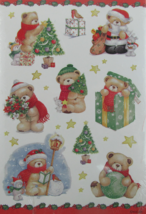 Bear Christmas stickers 4 sheets in sealed package 6" X 4" American greetings - $14.99