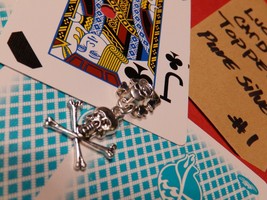 PURE SILVER skull DESIGN lucky charm for card playing gambling - $35.00