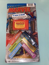 Marvel Super Heroes TV View 'N' Color Toy Crayons 1990 Spiderman Hulk Wolverine  - $6.80