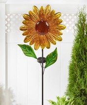 Sunflower Solar Garden Stake 42" Single Pronged Wild Flower Yellow Sunny Lighted