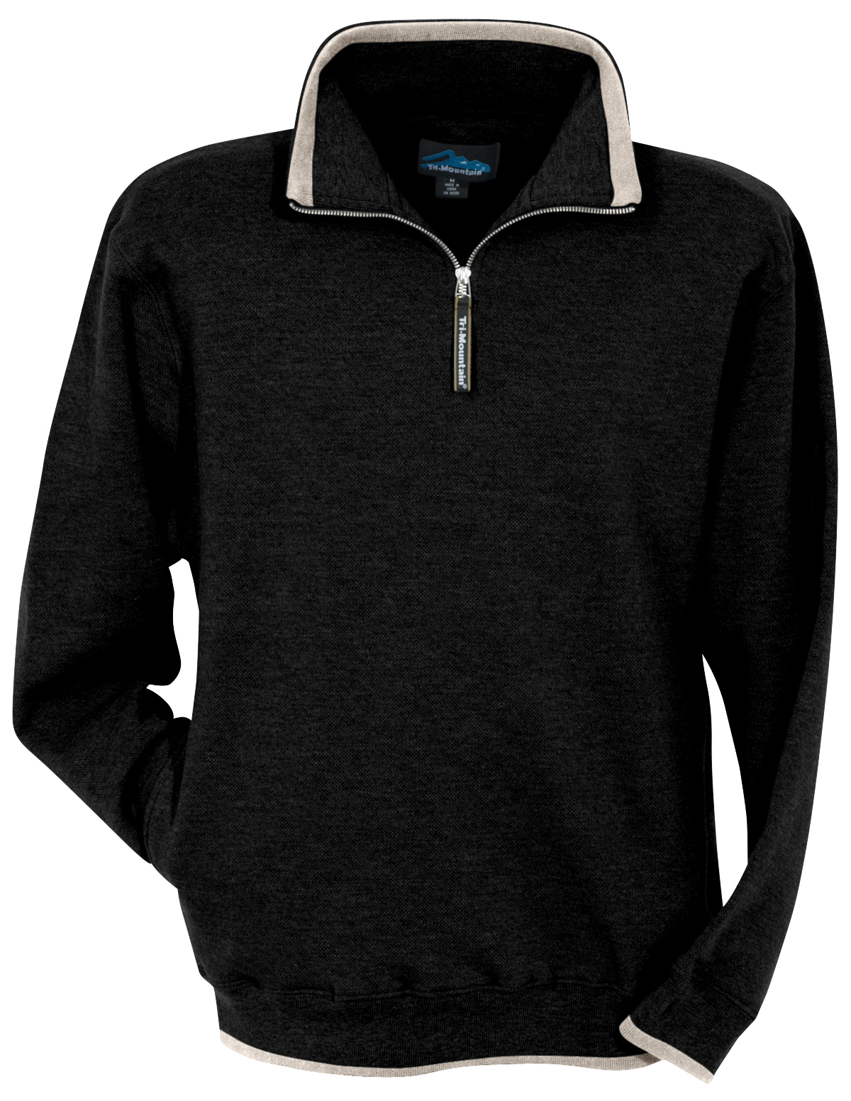 Image of Tri-Mountain Everest 682 zip fashion fleece sweatshirt - Black / Khaki
