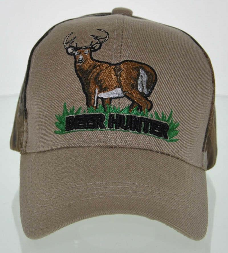 NEW! BIG DEER HUNTER DEER BUCK OUTDOOR SPORTS CAP HAT CAMO TAN - Men's Hats