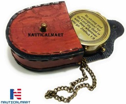 brass Be Strong Courageous Engraved Compass Directional Magnetic Pocket Personal