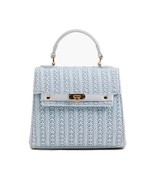 Pastel Straw Crossbody Purse - Blue - $60.00