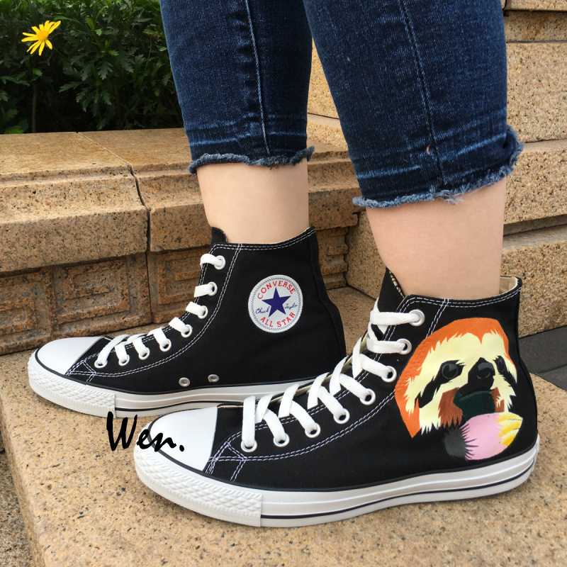 Cute Sloth Design Converse All Star Hand Painted Shoes Men Women's Sneakers Wen