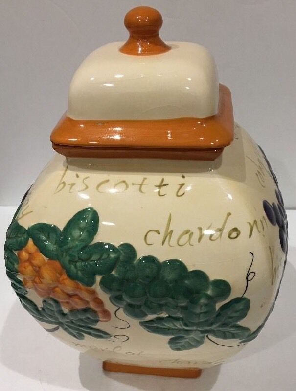 Nonni's Biscotti Cookie Jar Handmade Embossed Canister Canisters & Jars