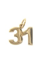 18K YELLOW GOLD NUMBER 31 THIRTY ONE PENDANT CHARM .7 INCHES 17 MM MADE IN ITALY image 1