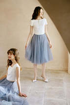 Gray High Waisted Midi Tulle Skirt Outfit Softest Tulle Wedding Skirt Plus Size image 2