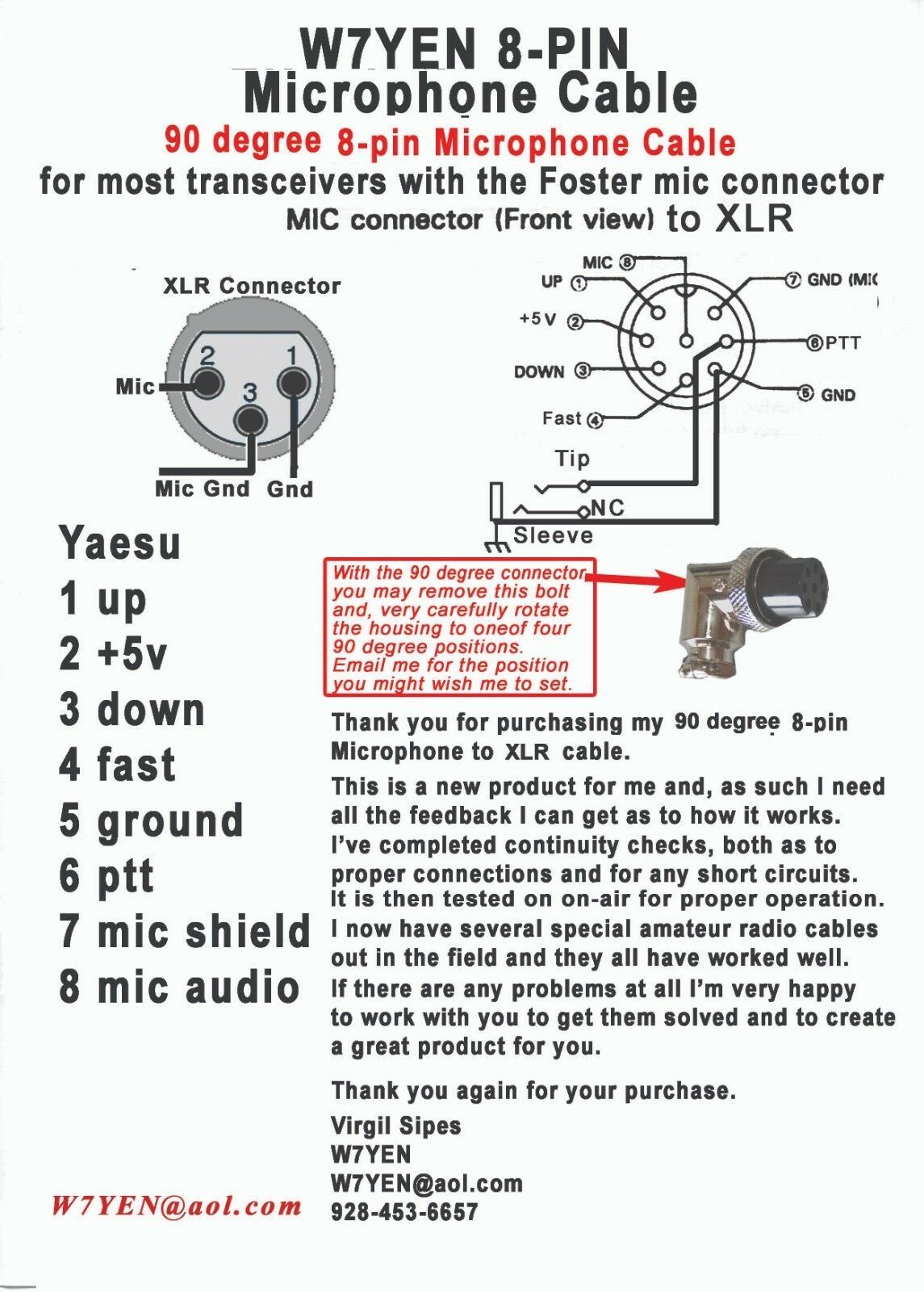 YAESU KENWOOD OR?? CABLE 8PIN,90 DEGREE MICROPHONE MICPTTXLR
