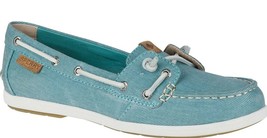 Sperry top-sider ivory coil blue water canvas slip - on boat shoes sts80252