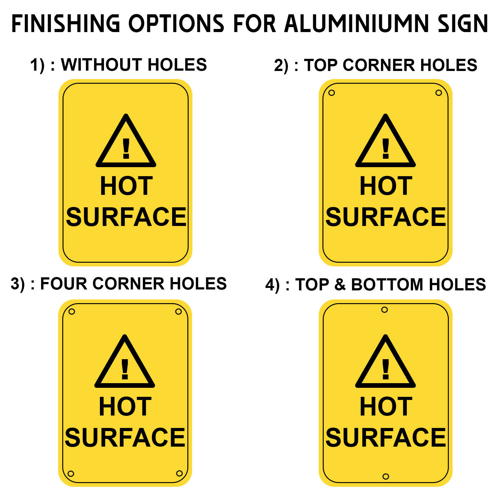 Hot Surface Safety Warning Sign, Metal Aluminium Hazardous Caution Sign ...