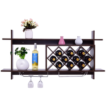 Wall Mount Wine Rack with Glass Holder & Storage Shelf image 4