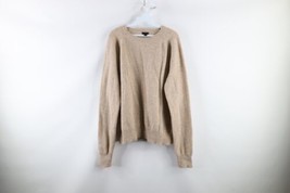 J Crew Black Tag Mens XL Distressed Lambswool Knit Sweater Oatmeal Heather Brown - $34.60