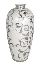 32&quot;H White and Silver Large Decorative Handcrafted Vase Urn Bowl - $314.50