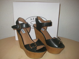 Steve Madden Shoes 9 M Womens New Breeann Black Leather Platform Wedge Heels - $58.81