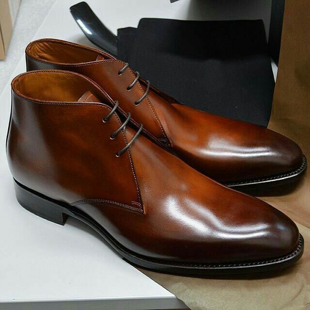Leatherwine - Elegant handmade brown chukka genuine leather lace up boot