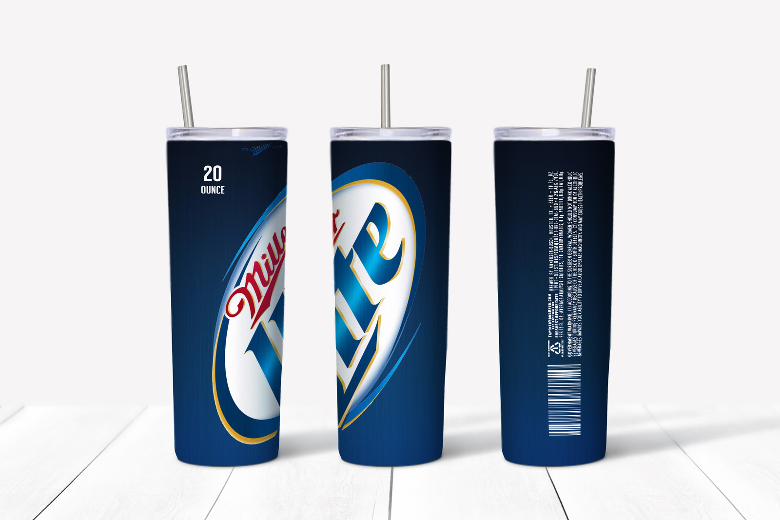Miller Lite Blue Skinny Tumbler Sublimation Design Digital Goods