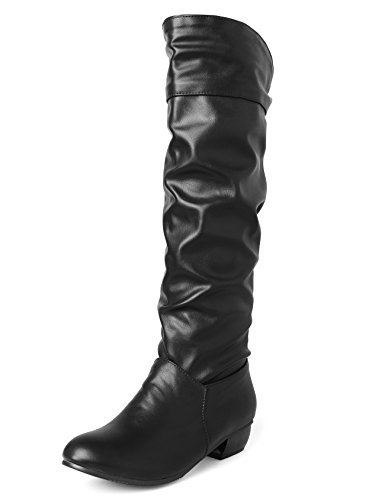 flat slouch knee high boots