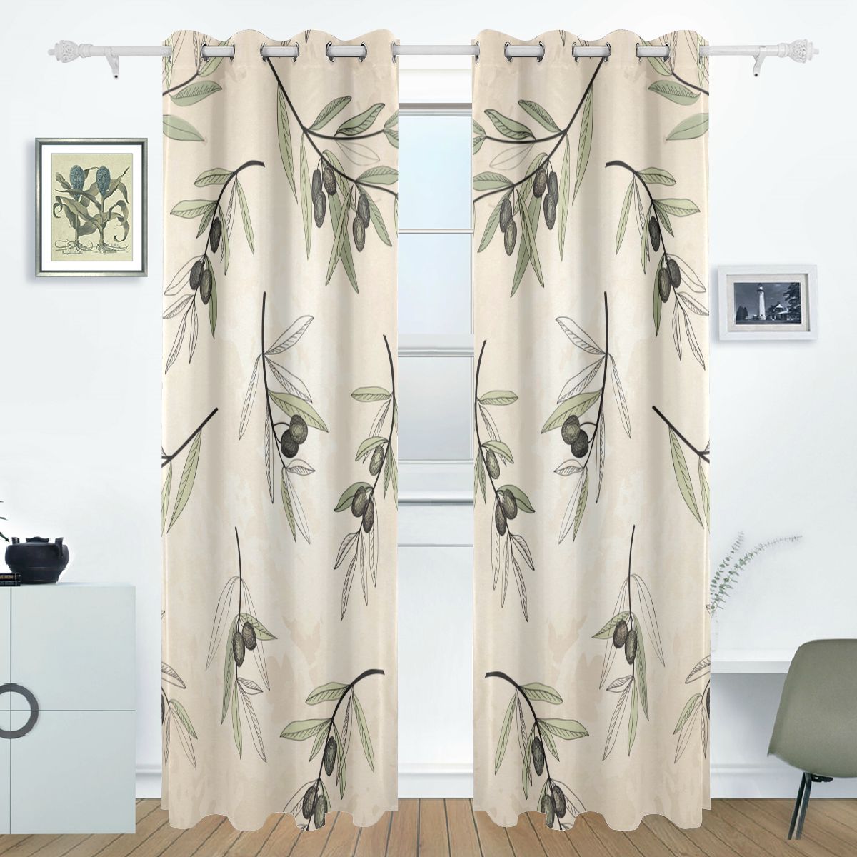 Green bathroom window curtains