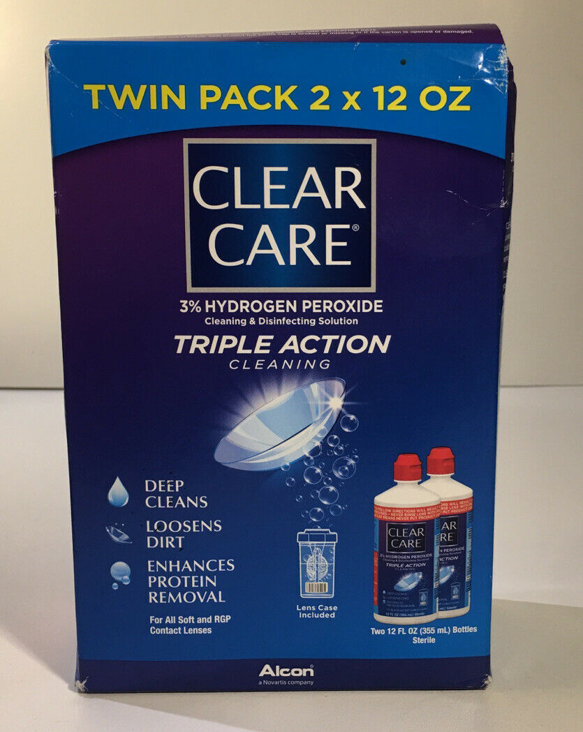Alcon Clear Care Triple Action Cleaning Twin Pack 2, 12 Oz Ea EXP 0630