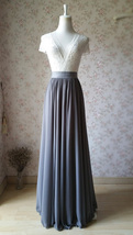 High Waist Chiffon Maxi Skirt Gray Plus Size Bridesmaid Chiffon Skirt Wedding image 2