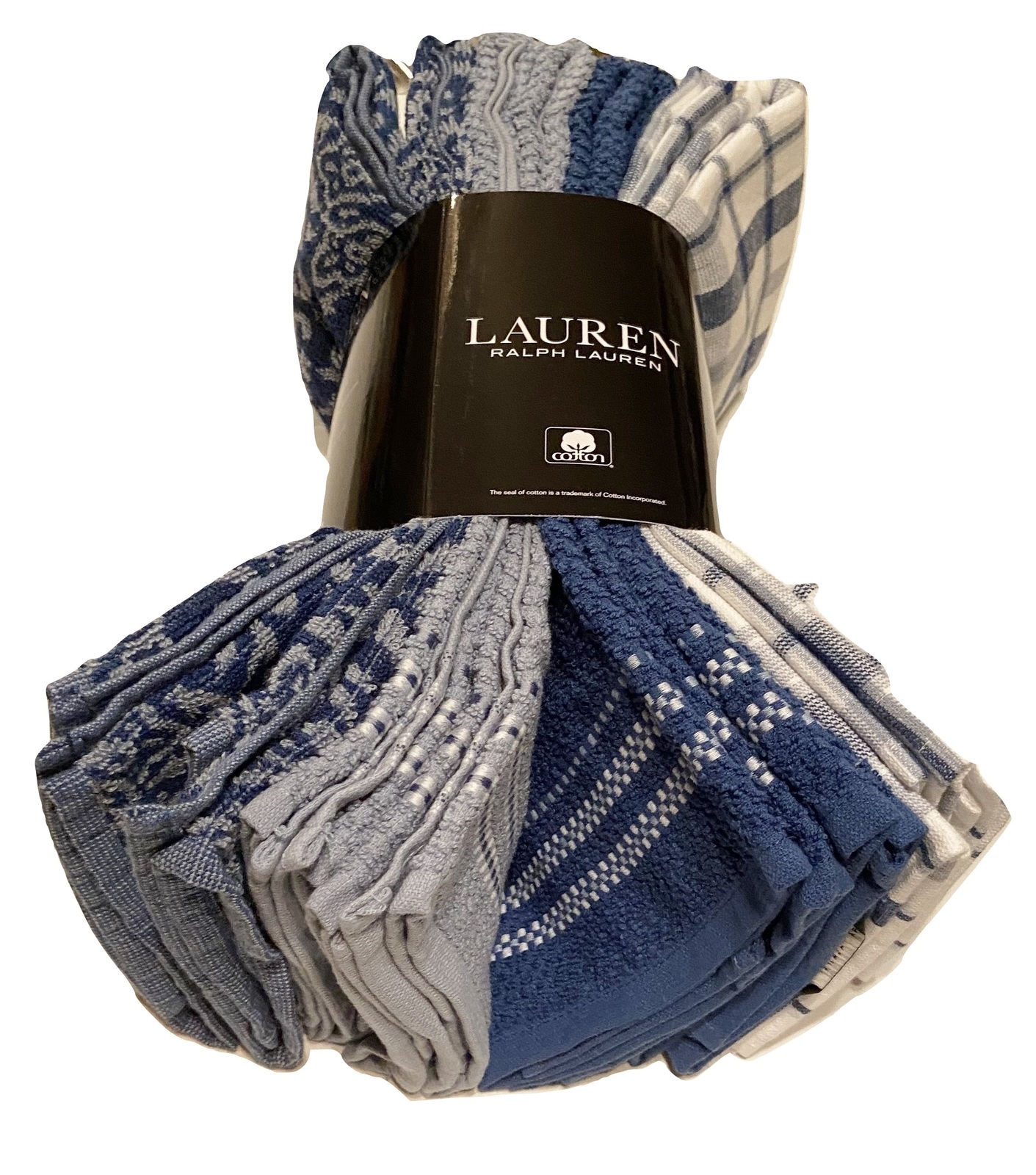 Lauren Ralph Lauren Eight Pack Blue Variety Pack 100 Cotton Kitchen Towels Pack Towels