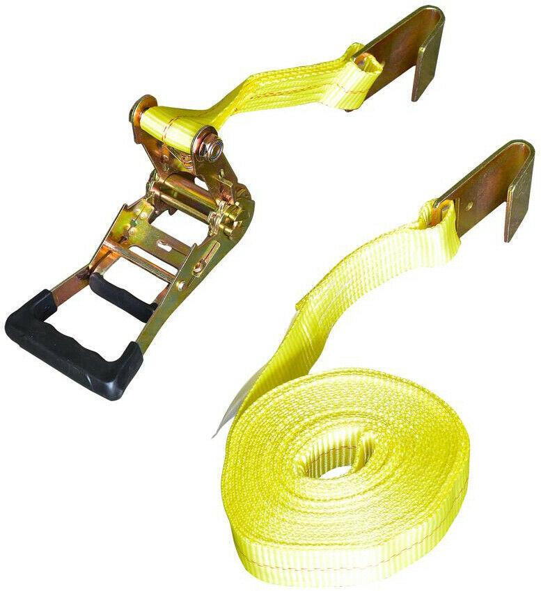 Ratchet Tie Down 2 in. x 27 ft. x 10000 lb. Weather Resistant Yellow (4 ...