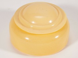 Vintage Celluloid Powder Box - Pale Yellow Round Vanity Jar - $18.70