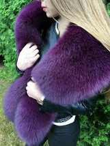 Fox Fur Boa 70' (180cm) Saga Furs Purple Fox Fur Stole Big Royal Collar Scarf